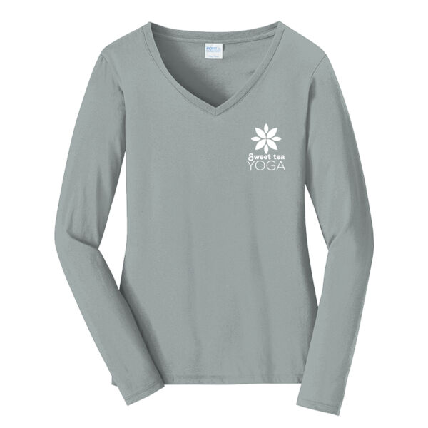 Printed Sweet Tea Yoga - Ladies Long Sleeve Fan Favorite V Neck Tee Thumbnail